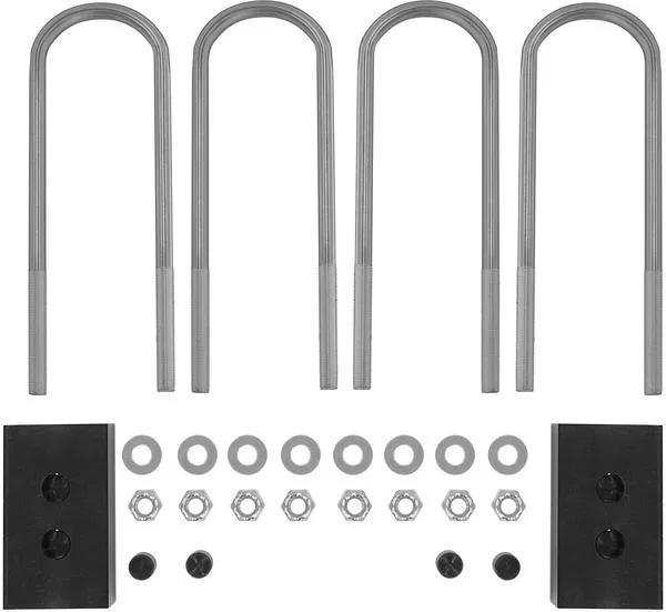 RS70511 – RANCHO Leaf Spring Block Kit, 1-1/2 Inch Lift Iron With 2 Blocks/ 4 U Bolts/ Hardware